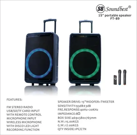 SPEAKER PORTABLE WIRELESS SOUNDBEST FT-89